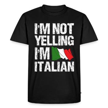 Je ne crie pas que je parle italien - T-shirt Premium bio Homme - noir - Devant - Nico (187cm)
