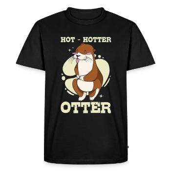 Hot Hotter Otter Funny animal love Otter love - T-shirt Premium bio Homme - noir - Devant - Nico (187cm)