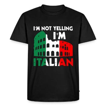 Je ne crie pas que je parle italien - T-shirt Premium bio Homme - noir - Devant - Nico (187cm)
