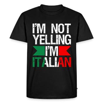 Je ne crie pas que je parle italien - T-shirt Premium bio Homme - noir - Devant - Nico (187cm)