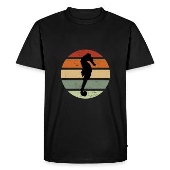 Seahorse Badge Swimming Badge - Men's Premium Organic T-Shirt - black - Front - Nico (187cm)