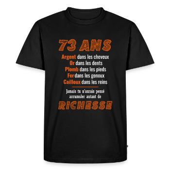 73 Ans Anniversaire Drôle Idée Cadeau - T-shirt Premium bio Homme - noir - Devant - Nico (187cm)