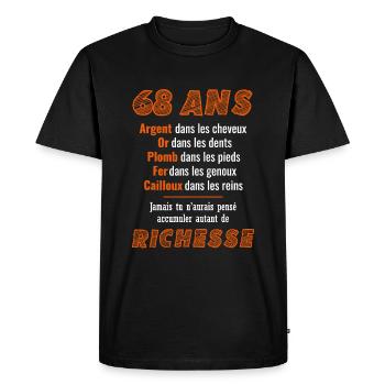 68 Ans Anniversaire Drôle Idée Cadeau - T-shirt Premium bio Homme - noir - Devant - Nico (187cm)
