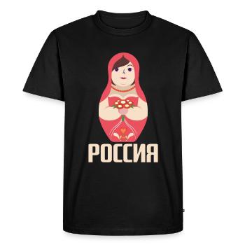 Matryoshka Krasavica Babushka Russie - T-shirt Premium bio Homme - noir - Devant - Nico (187cm)