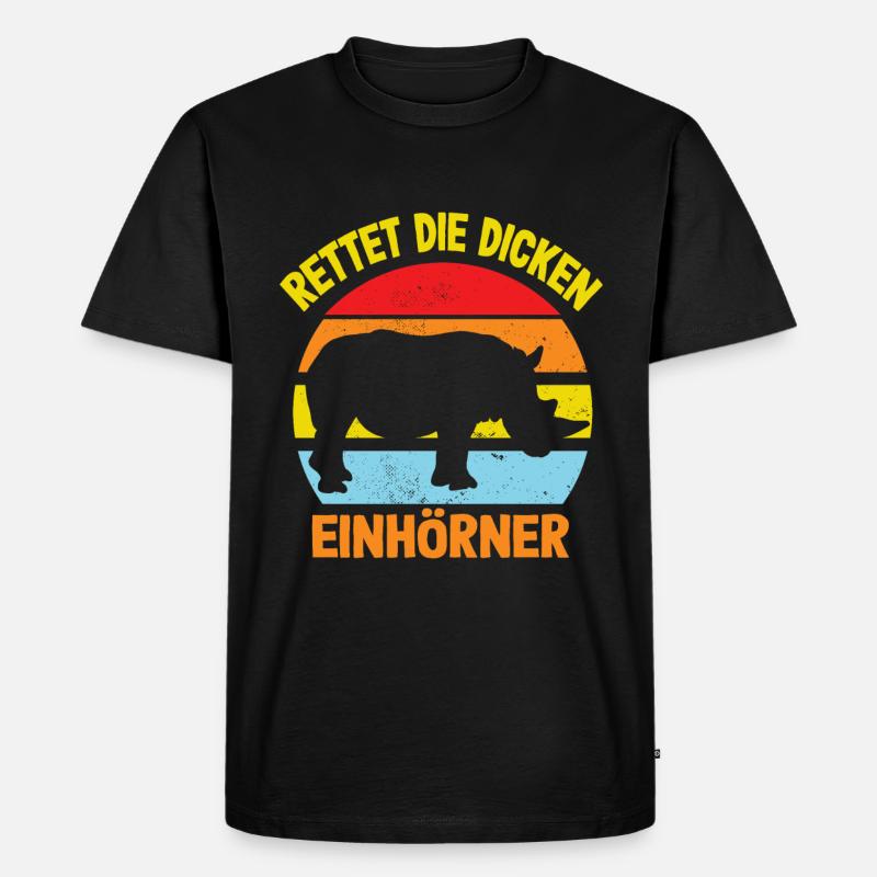 Rettet Die Dicken Einhörner - Männer Premium Bio T-Shirt - Schwarz