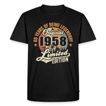 65 years - legendary since 1958 - Men's Premium Organic T-Shirt - black - Front - Nico (187cm)