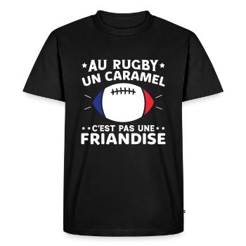 Au Rugby Un Caramel C'est Pas Une Friandise - T-shirt Premium bio Homme - noir - Devant - Nico (187cm)