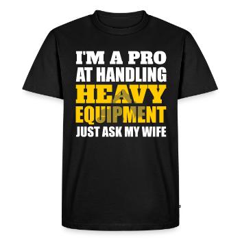 Retro Excavator Slogan Excavator Driver Construction Site - Men's Premium Organic T-Shirt - black - Front - Nico (187cm)