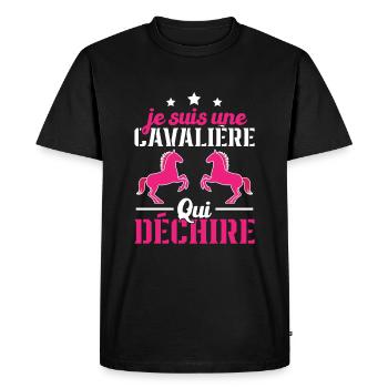Je Suis Une Cavalière Qui Déchire Cadeau - T-shirt Premium bio Homme - noir - Devant - Nico (187cm)