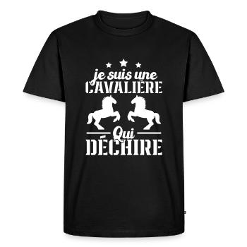 Je Suis Une Cavalière Qui Déchire Cadeau - T-shirt Premium bio Homme - noir - Devant - Nico (187cm)