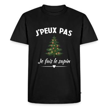 Je peux pas je fais le sapin - T-shirt Premium bio Homme - noir - Devant - Nico (187cm)