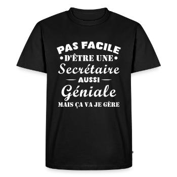 Secrétaire géniale cadeau drôle secrétaire - T-shirt Premium bio Homme - noir - Devant - Nico (187cm)