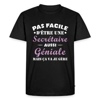 Secrétaire géniale cadeau drôle secrétaire - T-shirt Premium bio Homme - noir - Devant - Nico (187cm)