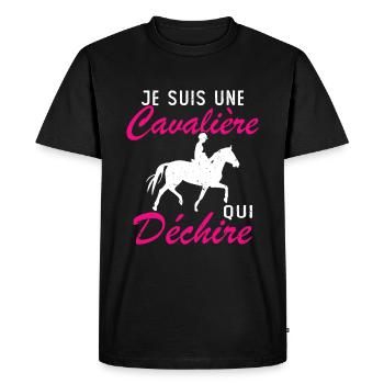Je Suis Une Cavalière Qui Déchire Cadeau - T-shirt Premium bio Homme - noir - Devant - Nico (187cm)