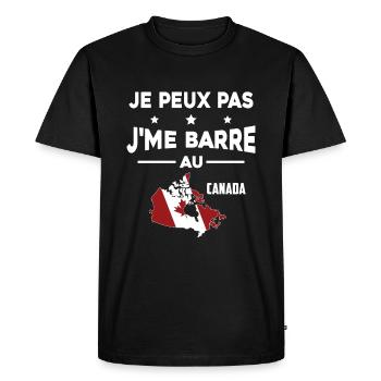 Je peux pas J'me barre au canada - T-shirt Premium bio Homme - noir - Devant - Nico (187cm)