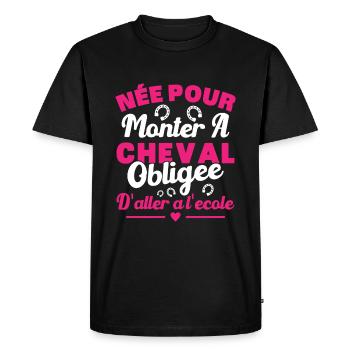 Born to ride a horse, forced to go to school - Men's Premium Organic T-Shirt - black - Front - Nico (187cm)