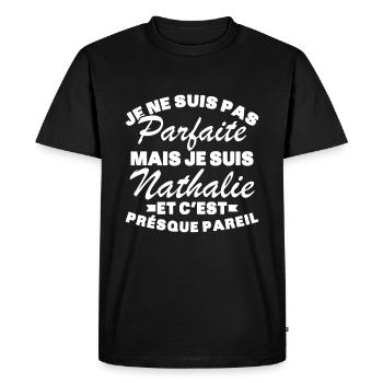 Pas Parfaite Mais Je Suis Nathalie - T-shirt Premium bio Homme - noir - Devant - Nico (187cm)