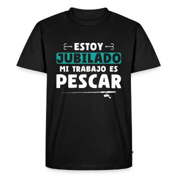 Je suis à la retraite, mon métier c’est de pêcher - T-shirt Premium bio Homme - noir - Devant - Nico (187cm)