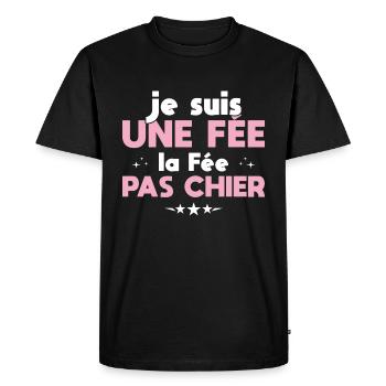 Je Suis Une Fée La Fée Pas Chier - T-shirt Premium bio Homme - noir - Devant - Nico (187cm)