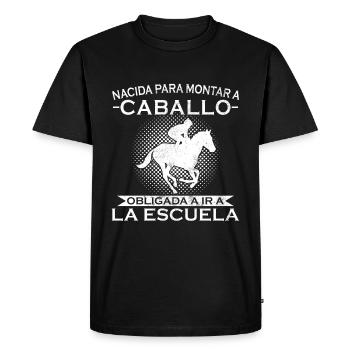 Né pour rouler, forcé d’aller à l’école - T-shirt Premium bio Homme - noir - Devant - Nico (187cm)