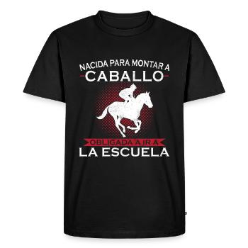 Né pour rouler, forcé d’aller à l’école - T-shirt Premium bio Homme - noir - Devant - Nico (187cm)
