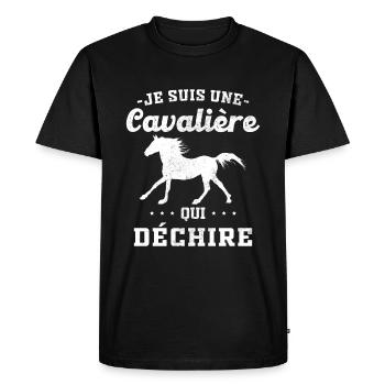 Je Suis Une Cavalière Qui Déchire Cadeau - T-shirt Premium bio Homme - noir - Devant - Nico (187cm)
