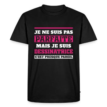 Pas Parfaite Mais Je suis Dessinatrice - T-shirt Premium bio Homme - noir - Devant - Nico (187cm)
