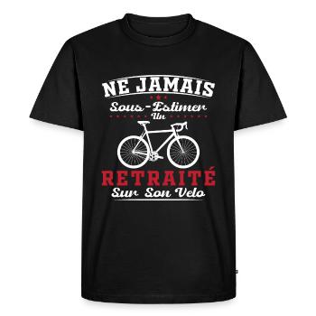A pensioner on his bike humor cycling retirement - Men's Premium Organic T-Shirt - black - Front - Nico (187cm)