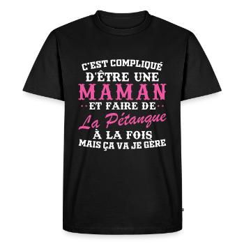 Maman et pétanque - T-shirt Premium bio Homme - noir - Devant - Nico (187cm)