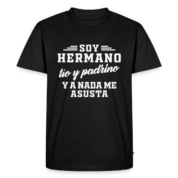 Je suis Frère, oncle et parrain et rien ne me fait peur - T-shirt Premium bio Homme - noir - Devant - Nico (187cm)
