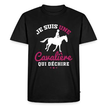 Je Suis Une Cavalière Qui Déchire Cadeau - T-shirt Premium bio Homme - noir - Devant - Nico (187cm)