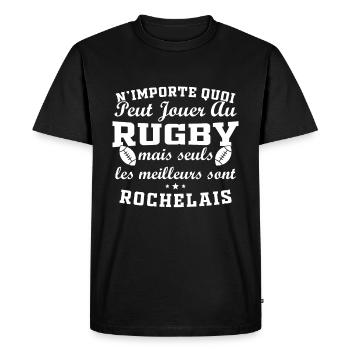 Rugby La Rochelle supporter rochelais club rugby - T-shirt Premium bio Homme - noir - Devant - Nico (187cm)