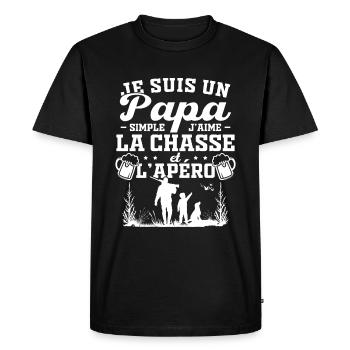 Je suis un papa simple j'aime la chasse et l'apéro - T-shirt Premium bio Homme - noir - Devant - Nico (187cm)