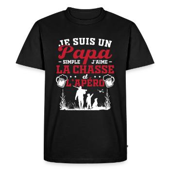 Simple Dad I Love Hunting and Aperitif - Men's Premium Organic T-Shirt - black - Front - Nico (187cm)