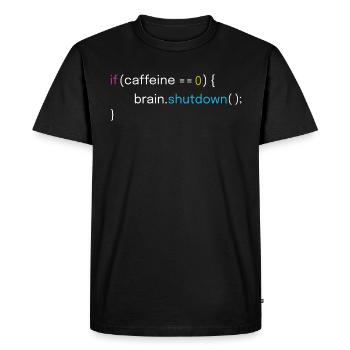 Caféine Faible arrêt cérébral Funny Code - T-shirt Premium bio Homme - noir - Devant - Nico (187cm)