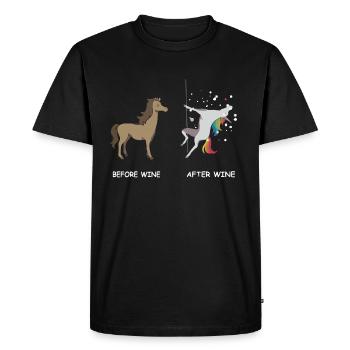 Unicorn before wine and after wine - Men's Premium Organic T-Shirt - black - Front - Nico (187cm)