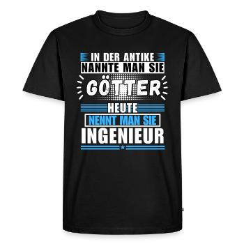 Gods in Antiquity. Now an engineer - Men's Premium Organic T-Shirt - black - Front - Nico (187cm)
