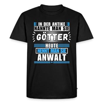 Gods in Antiquity. Today, Lawyer - Men's Premium Organic T-Shirt - black - Front - Nico (187cm)