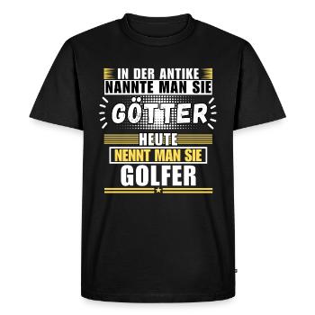 Gods in antiquity. Golfer today - Men's Premium Organic T-Shirt - black - Front - Nico (187cm)