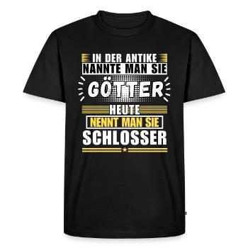 Gods in antiquity. Today a locksmith - Men's Premium Organic T-Shirt - black - Front - Nico (187cm)