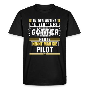 Gods in antiquity. Today a pilot - Men's Premium Organic T-Shirt - black - Front - Nico (187cm)