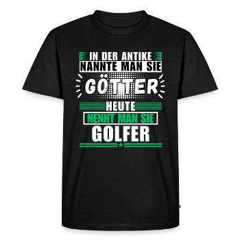 Gods in antiquity. Golfer today - Men's Premium Organic T-Shirt - black - Front - Nico (187cm)