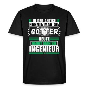 Gods in Antiquity. Now an engineer - Men's Premium Organic T-Shirt - black - Front - Nico (187cm)