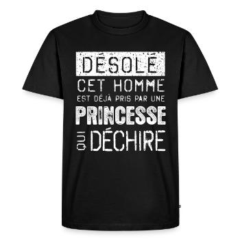 desole princesse - T-shirt Premium bio Homme - noir - Devant - Nico (187cm)