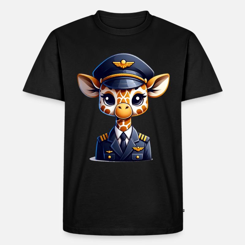 Cute Giraffe Pilot - Männer Premium Bio T-Shirt - Schwarz