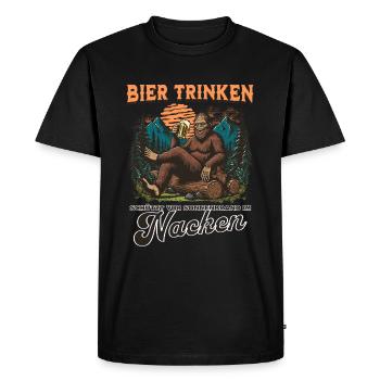 Boire de la bière protège contre les coups de soleil dans le cou - T-shirt Premium bio Homme - noir - Devant - Nico (187cm)