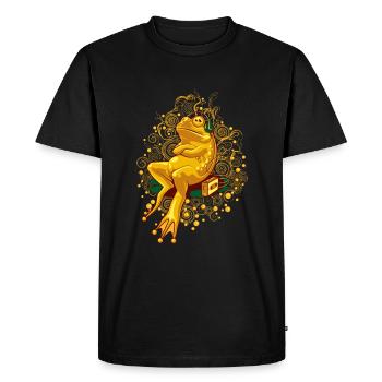 FROGGIE RELAX MODE - Männer Premium Bio T-Shirt - Schwarz - Vorne - Nico (187cm)