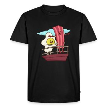 Bacon et des œufs Titanic - T-shirt Premium bio Homme - noir - Devant - Nico (187cm)