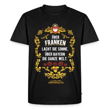 Franken Spruch Über Franken lacht die Sonne - Männer Premium Bio T-Shirt - Schwarz - Vorne - Nico (187cm)