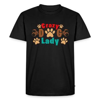 Crazy Dog Lady - Men's Premium Organic T-Shirt - black - Front - Nico (187cm)